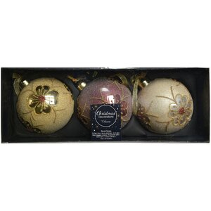Набор стеклянных шаров Champs de Fleurs 8 см, 3 шт Kaemingk фото 3