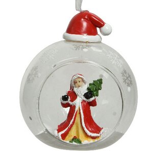Новогодний шар с композицией Santa's Tale: Дед Мороз с елочкой 8 см, стекло