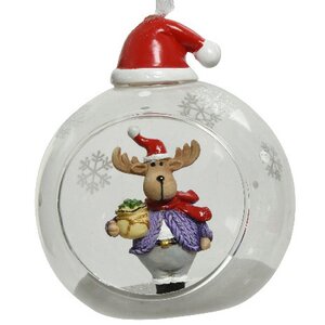 Новогодний шар с композицией Santa's Tale: Стильный Лось 8 см, стекло