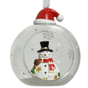 Новогодний шар с композицией Santa's Tale: Снеговик Starry 8 см, стекло