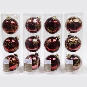 Набор стеклянных елочных шаров Совершенство 7 см бордовый, 3 шт Kaemingk фото 5