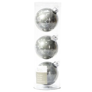 Набор стеклянных елочных шаров Совершенство 7 см серый шерстяной, 3 шт Kaemingk фото 1