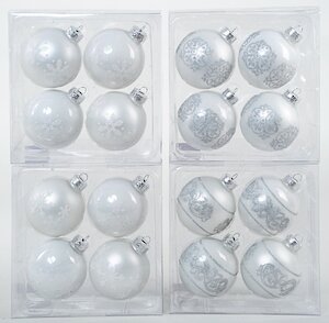 Набор стеклянных шаров "БЕЛАЯ ВЯЗЬ", 70 мм, 4 шт Kaemingk фото 1