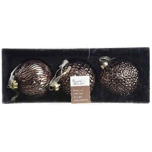 Набор винтажных елочных шаров Ринальдо 8 см темный шоколад, 3 шт, стекло Kaemingk фото 2