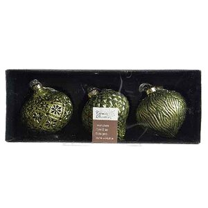 Набор винтажных елочных шаров Ринальдо - Тыковки 8 см оливковый, 3 шт, стекло Kaemingk фото 2