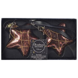 Стеклянная елочная игрушка Звезда Бискотти 8 см шоколадный трюфель, 2 шт, подвеска Kaemingk фото 2