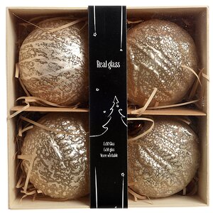 Набор винтажных елочных шаров Бонжур 10 см перламутровый, 4 шт, стекло Kaemingk фото 1