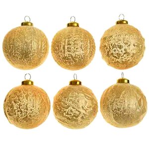 Набор винтажных елочных шаров Бонжур 8 см золотой, 6 шт, стекло Kaemingk фото 2