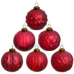 Набор винтажных елочных шаров Бонжур 8 см красный, 6 шт, стекло Kaemingk фото 1