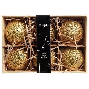 Набор винтажных елочных шаров Бонжур 6 см золотой, 6 шт, стекло Kaemingk фото 1