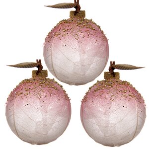 Набор стеклянных шаров Прованс 8 см розовый, 3 шт Kaemingk фото 1