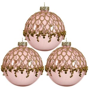 Набор стеклянных шаров Люневиль 8 см розовый, 3 шт Kaemingk фото 1