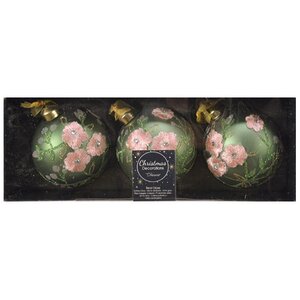 Набор стеклянных шаров Антуанетта 8 см, 3 шт, шалфейный Kaemingk фото 4