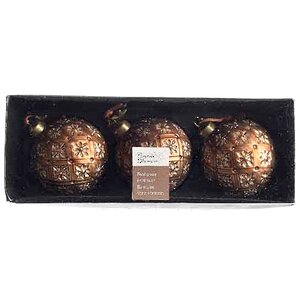 Набор винтажных елочных шаров Ринальдо 8 см шоколадный трюфель, 3 шт, стекло Kaemingk фото 2