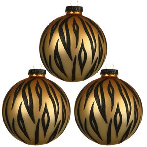 Набор стеклянных шаров Сафари Шик: Tiger Print 8 см, 3 шт Kaemingk фото 1