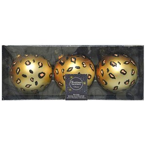 Набор стеклянных шаров Сафари Шик: Leo Print 8 см, 3 шт Kaemingk фото 2