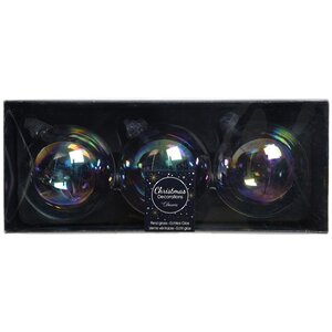 Набор стеклянных шаров Мыльные Пузыри 8 см прозрачный перламутр, 3 шт Kaemingk фото 2