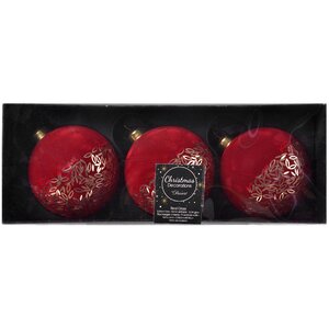 Набор стеклянных шаров Флора-де-Виль 8 см красный, 3 шт Kaemingk фото 2