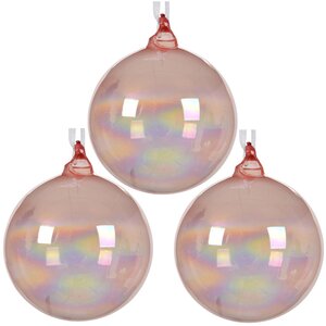 Набор стеклянных шаров Мыльные Пузыри 8 см розовый перламутр, 3 шт Kaemingk фото 1