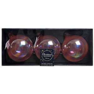 Набор стеклянных шаров Мыльные Пузыри 8 см розовый перламутр, 3 шт Kaemingk фото 2