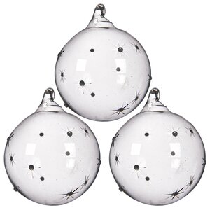 Набор стеклянных шаров Звездные Капельки 8 см прозрачный серый, 3 шт Kaemingk фото 1