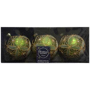 Набор стеклянных шаров Монпелье 8 см зеленый, 3 шт Kaemingk фото 3