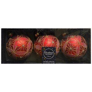 Набор стеклянных шаров Монпелье 8 см красный, 3 шт Kaemingk фото 3