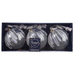 Набор стеклянных шаров Ледяная Капель 8 см кремовый лен, 3 шт Kaemingk фото 2