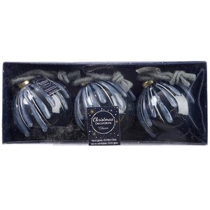 Набор стеклянных шаров Ледяная Капель 8 см серый мрамор, 3 шт Kaemingk фото 2