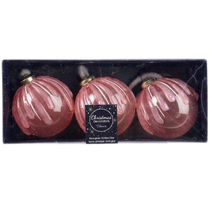 Набор стеклянных шаров Ледяная Капель 8 см благородный розовый, 3 шт Kaemingk фото 3