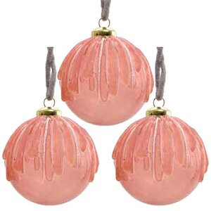 Набор стеклянных шаров Ледяная Капель 8 см благородный розовый, 3 шт Kaemingk фото 1