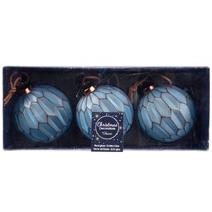 Набор стеклянных шаров Лоренцо 8 см голубой, 3 шт Kaemingk фото 2