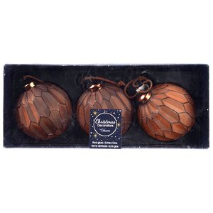 Набор стеклянных шаров Лоренцо 8 см шоколадный, 3 шт Kaemingk фото 2
