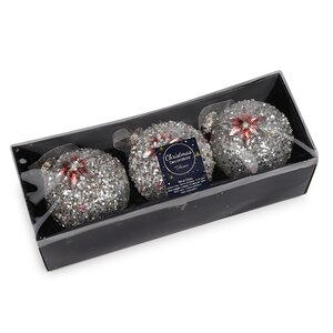 Набор стеклянных шаров Diamante Fiore 8 см белый, 3 шт Kaemingk фото 3