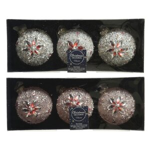 Набор стеклянных шаров Diamante Fiore 8 см белый, 3 шт Kaemingk фото 4