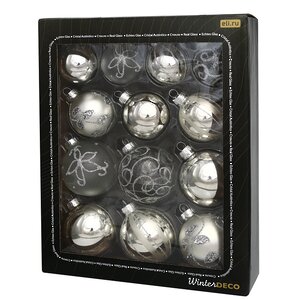 Набор стеклянных шаров Modellato - Серебряный 7 см, 13 шт Winter Deco фото 3