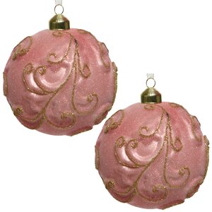 Набор винтажных елочных шаров Монфревиль 10 см розовый, 2 шт, стекло Kaemingk фото 2