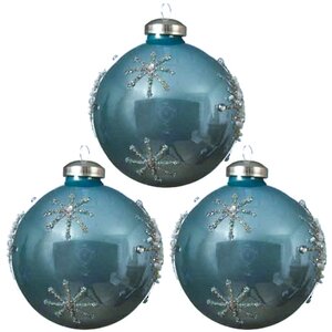 Набор стеклянных шаров Ленуар 8 см арктический голубой, 3 шт Kaemingk фото 1