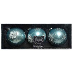 Набор стеклянных шаров Ленуар 8 см арктический голубой, 3 шт Kaemingk фото 2