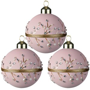 Набор стеклянных шаров Маркиза Монтеспан 8 см, 3 шт, розовый Kaemingk фото 1