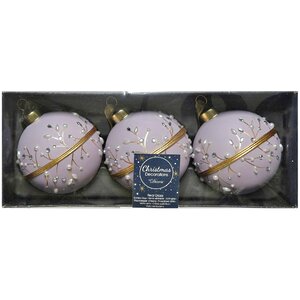 Набор стеклянных шаров Маркиза Монтеспан 8 см, 3 шт, сиреневый Kaemingk фото 2
