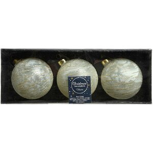 Набор стеклянных шаров Лафонтен 8 см кремовый, 3 шт Kaemingk фото 2