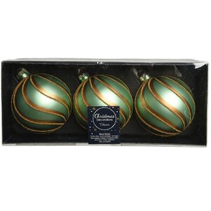 Набор стеклянных шаров Vezzo 8 см, шалфейный, 3 шт Kaemingk фото 2