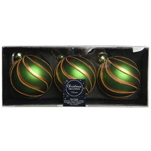 Набор стеклянных шаров Vezzo 8 см, зеленый бархат, 3 шт Kaemingk фото 2