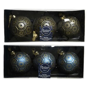 Набор стеклянных шаров Звезда Востока 8 см, 3 шт, синий Kaemingk фото 3