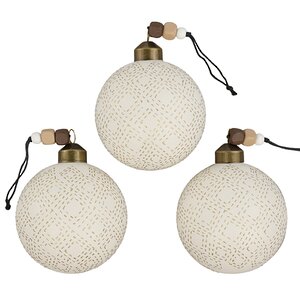 Набор стеклянных шаров Butterscotch Geometry 8 см, 3 шт Kaemingk фото 4