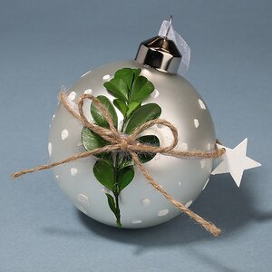 Набор стеклянных шаров Листья Омелы 8 см, 3 шт, серебряный Kaemingk фото 2