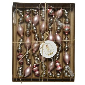 Стеклянные бусы на елку Vintage Christmas: Pink Silver 180 см Kaemingk фото 6