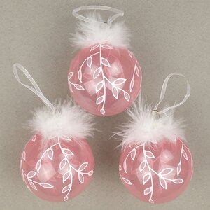 Набор стеклянных елочных шаров Снежная Ветвь 8 см розовый бутон, 3 шт Kaemingk фото 3