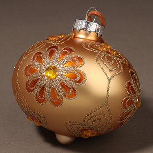 Набор стеклянных елочных игрушек Fleurande 8-13 см золотой, 3 шт, подвеска Kaemingk фото 2